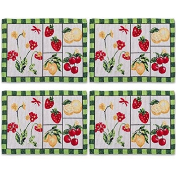 花家设计棉软精品艺术提花设计装饰垫桌布杯垫,餐垫4组(水果)